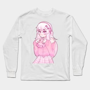 Cute anime girl holding a squid plushies <3 Long Sleeve T-Shirt